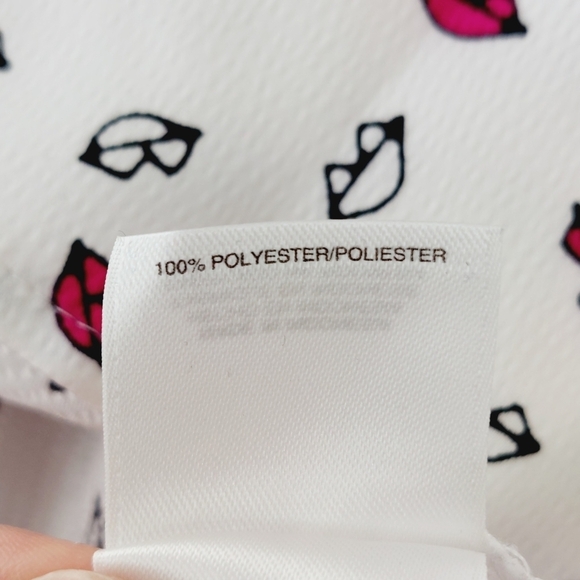 Jones New York Collection Lip Print Fun Long Sleeve Button Down Shirt P2967 - Picture 7 of 8